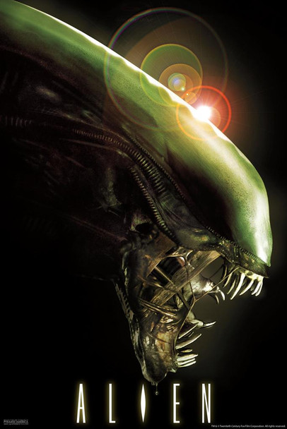 Alien Movie 1979 Horror Science Fiction Classic Retro Xenomorph Profile Laminated Dry Erase Sign Poster 12x18