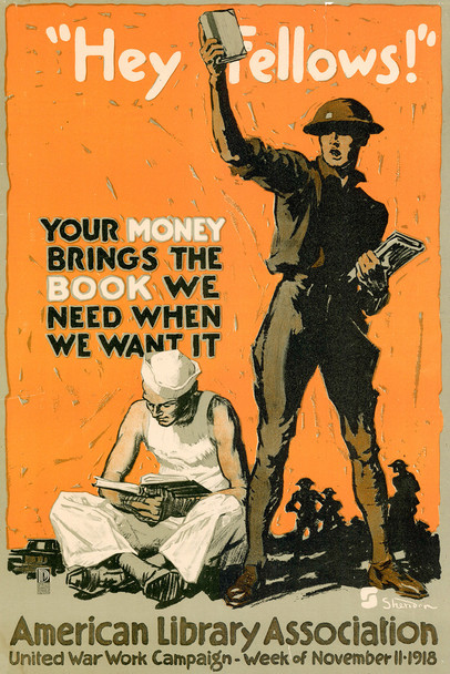 Hey Fellows Your Money Brings Books WPA War Propaganda Cool Wall Decor Art Print Poster 12x18