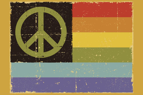 Peace Symbol Gay Pride LGBT Rainbow Flag Art Print Thick Paper Sign Print Picture 12x8