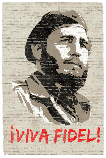 Laminated Viva Fidel Castro Portrait Cuba Graffiti Sign Poster Communist Dictator Leader Politics Poster Dry Erase Sign 24x36