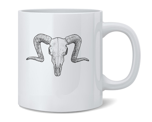 Ram Skull Illustration Ceramic Coffee Mug Tea Cup Fun Novelty Gift 12 oz