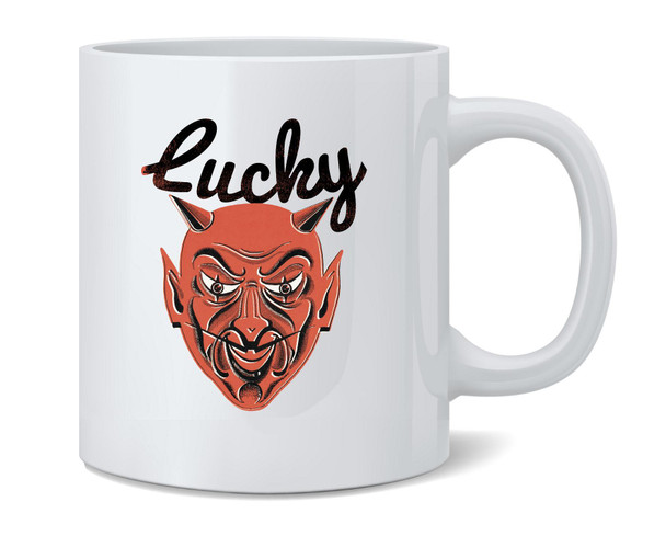 Lucky Devil Retro Horror Mask Retro Costume Ceramic Coffee Mug Tea Cup Fun Novelty Gift 12 oz