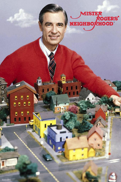 Laminated Mister Rogers Neighborhood Fred With Town Model Houses Family TV Show Poster Dry Erase Sign 24x36