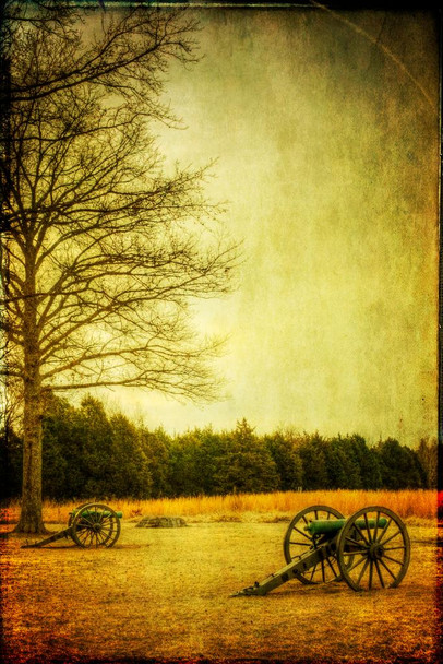 Laminated Civil War Cannons at Sunset Photo Photograph American History Stones River Battlefield Murfreesboro Union Army Poster Dry Erase Sign 36x24