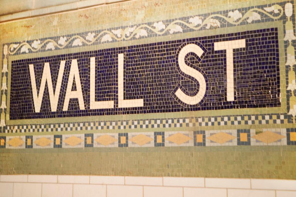 Wall Street Subway Tile Sign New York City Stock Exchange Financial District Retro Image Classic Stock Market Cool Huge Large Giant Poster Art 54x36