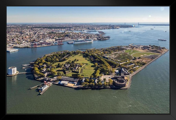 Aerial View of Governors Island New York City NYC Photo Photograph Art Print Stand or Hang Wood Frame Display Poster Print 13x9