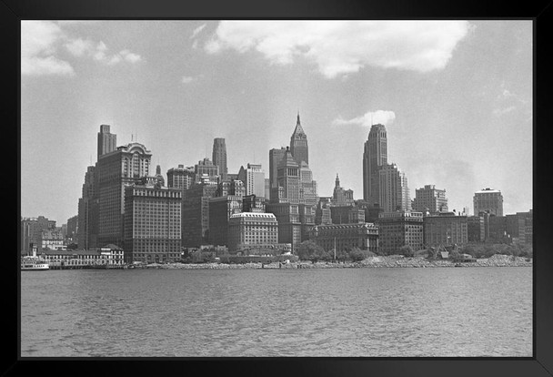 Manhattan New York City Skyline 1950s Archival Photo Photograph Art Print Stand or Hang Wood Frame Display Poster Print 13x9
