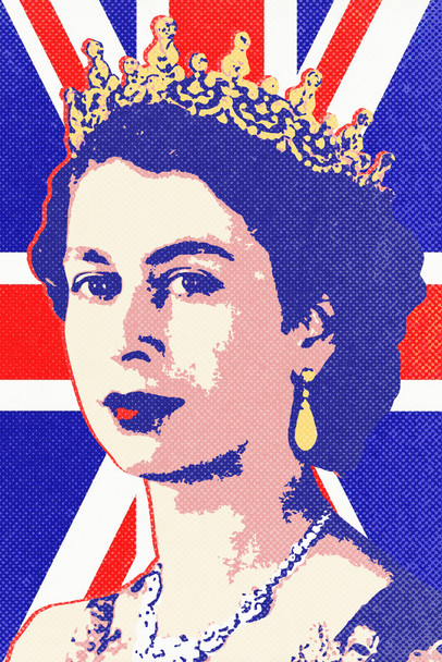 Queen Elizabeth II UK Union Flag Pop Art Portrait Wall Art Poster Modern Wall Decor for Home Bedroom Living Room Family Decorative Queen Poster Painting Cool Wall Decor Art Print Poster 12x18