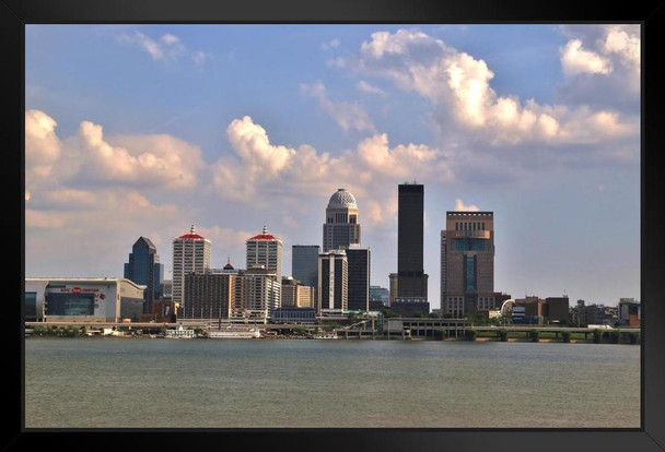 Louisville Kentucky Skyline on the Ohio River Photo Photograph Art Print Stand or Hang Wood Frame Display Poster Print 13x9