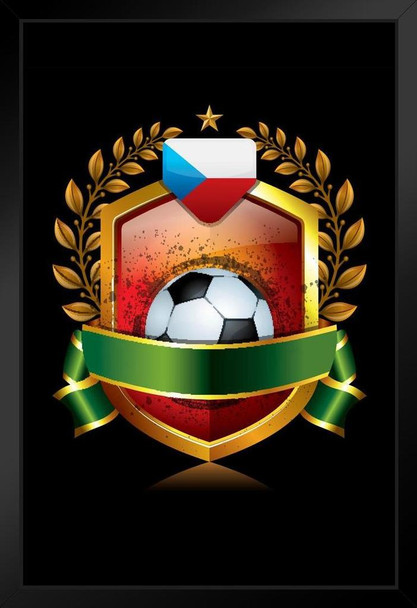 Czech Republic Soccer Icon with Laurel Wreath Sports Art Print Stand or Hang Wood Frame Display Poster Print 9x13