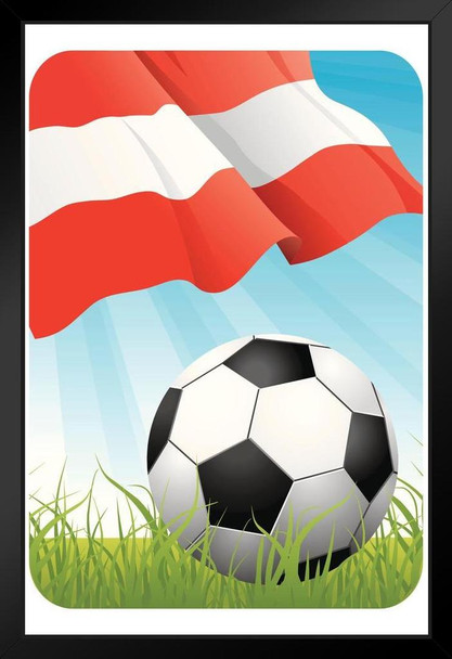 Austria Soccer Ball and Flag Sports Art Print Stand or Hang Wood Frame Display Poster Print 9x13