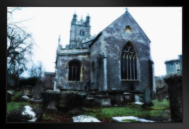 Old Chapel and Cemetery Bristol United Kingdom Photo Photograph Art Print Stand or Hang Wood Frame Display Poster Print 13x9