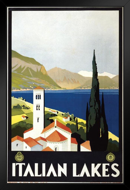 Italian Lakes Vintage Illustration Travel Art Deco Vintage French Wall Art Nouveau 1920 French Advertising Vintage Poster Prints Art Nouveau Decor Stand or Hang Wood Frame Display 9x13