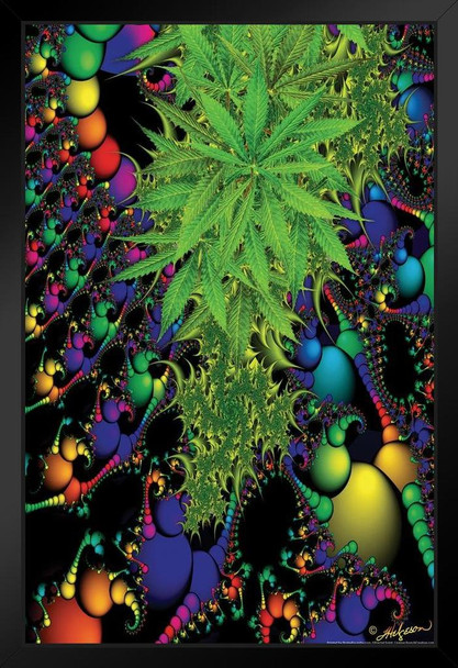 Marijuana Fractal Art Print Stand or Hang Wood Frame Display Poster Print 9x13