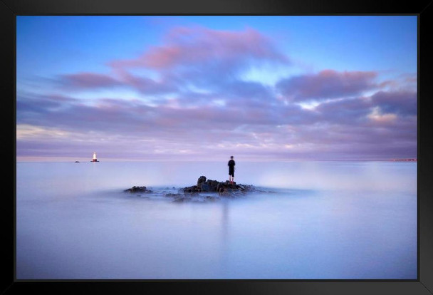 Fisherman Fly Fishing at Sunrise Photo Photograph Stand or Hang Wood Frame Display 9x13