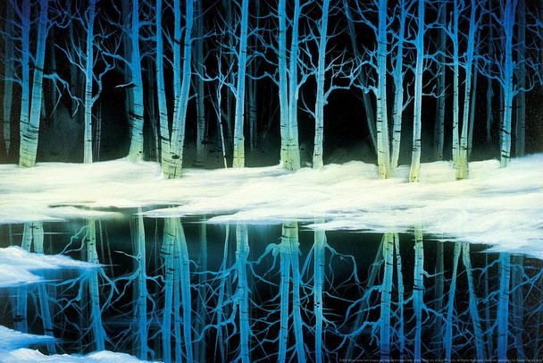 Laminated Bob Ross Snow Birch Poster Dry Erase Wall Art 24x36