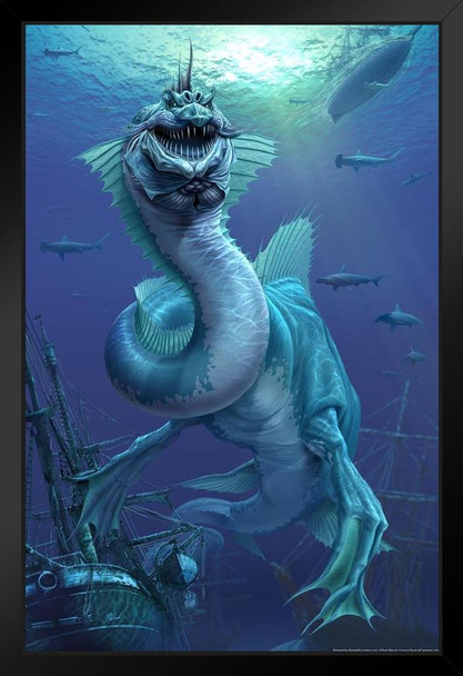 What Dwells Below Tom Wood Fantasy Art Print Stand or Hang Wood Frame Display Poster Print 9x13