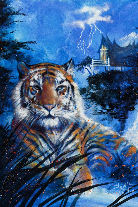 Into The Dark By Marina Cano Tiger Black And White Photos Poster 12x36 Inch