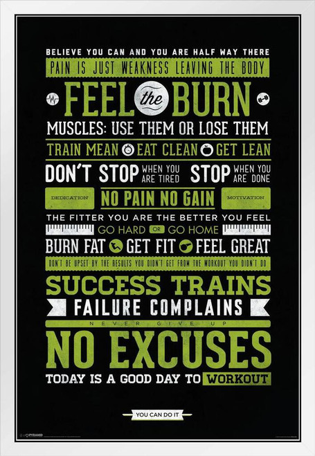 Workout Posters For Home Gym Feel The Burn Motivational Exercise ...