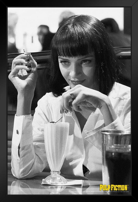 Pulp Fiction Poster Mia Wallace Milkshake Black And White Retro Vintage Classic Quentin