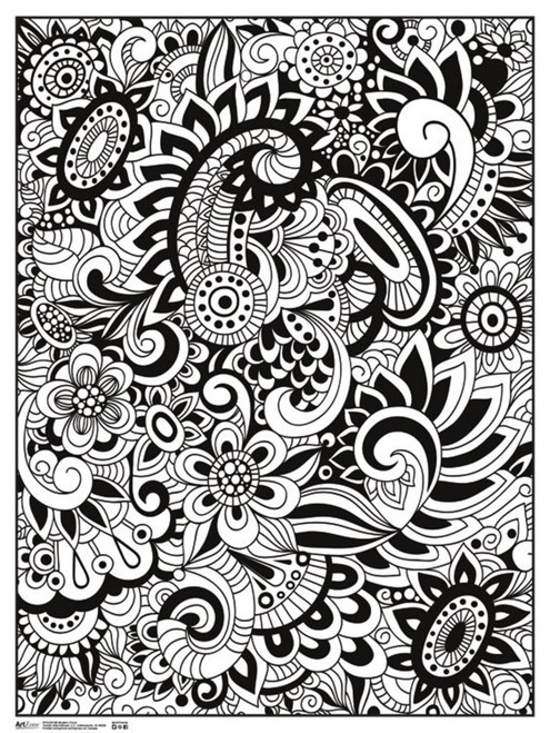 Modern Floral Art Print Coloring Poster for Adults Kids Family Doodle Art  Poster 18x24 inch