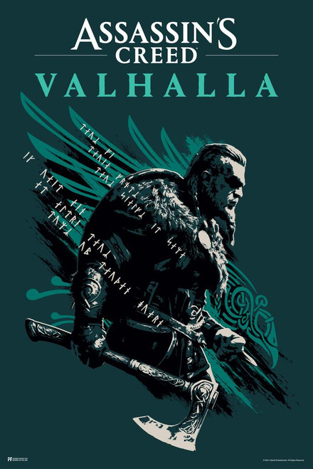 Assassins Creed Valhalla Merchandise Eivor Varinsdottir Runes Female Video Game Video Gaming Gamer Collectibles Viking Cool Huge Large Giant Poster