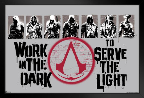 Assassins Creed Work In the Dark to Serve the Light Character Group  Valhalla Origins Syndicate Odyssey Black Flag Bloodlines Assassins Creed  Merchandise Gamer Thick Paper Sign Print Picture 8x12 - Poster Foundry