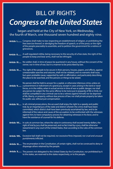 Bill Of Rights Of The United States Of America Historical Document ...
