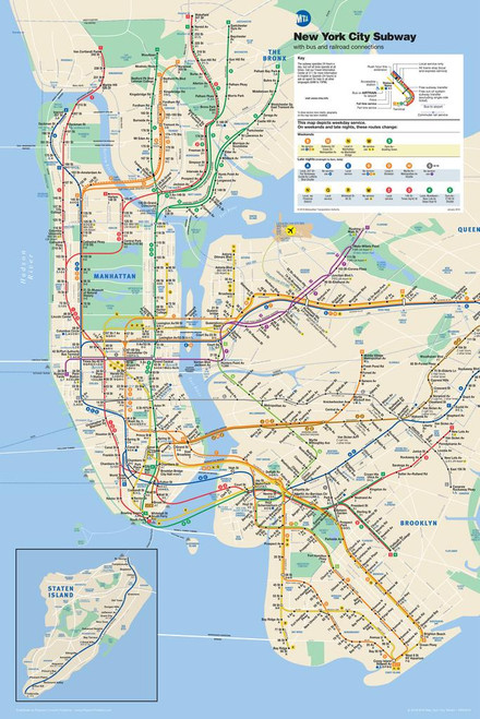 Laminated New York City Subway Map Poster Dry Erase Sign 12x18 - Poster ...
