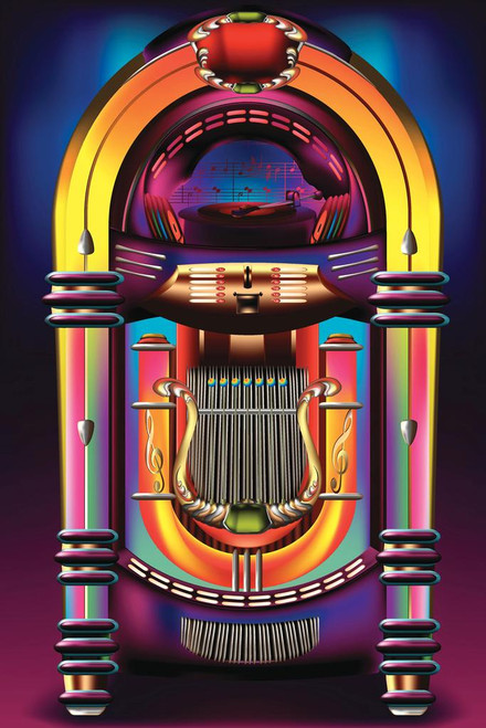 Laminated Vintage Rock Roll Music Jukebox Photo Poster Retro Machine ...