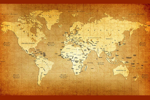 Detailed Old World Antique Style Map Travel World Map with