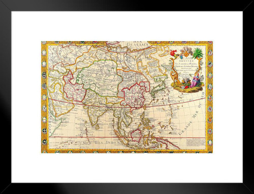 Asia India China Cartographic World Map Antique Vintage Travel World Map with Cities in Detail 