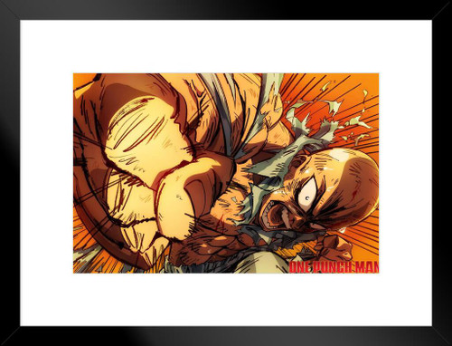  One Punch Man Saitama Flying Punch Japanese Superhero Manga  Anime Character Art Picture No Glare Wood Frame Display 9x13 : Everything  Else