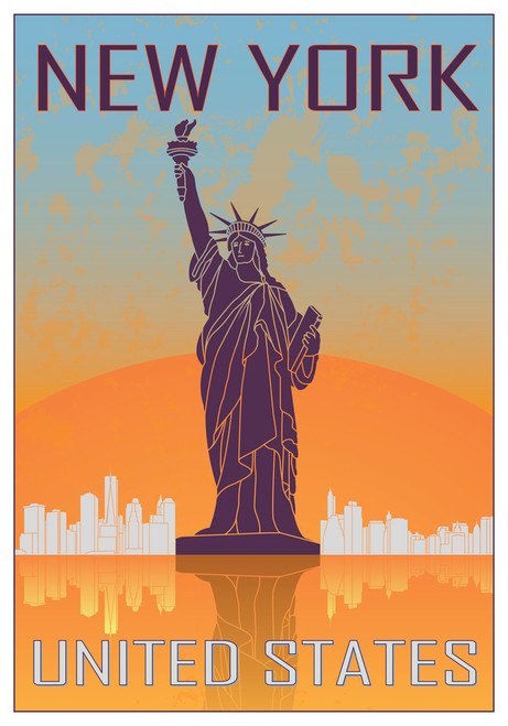 New York Statue of Liberty Retro Travel Cool Wall Art Print Poster ...