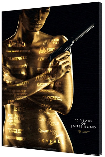 額装品/50Years of James Bond/ポスター/アート/インテリア James Bond 50th Anniversary Stretched Canvas 24x36 - Poster Foundry