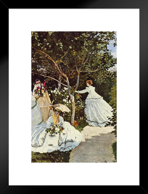 Claude Monet Women In The Garden Matted Framed Wall Art Print