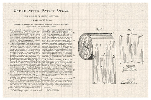 Toilet Paper Roll Official Patent Diagram Cool Wall Art Print Poster ...