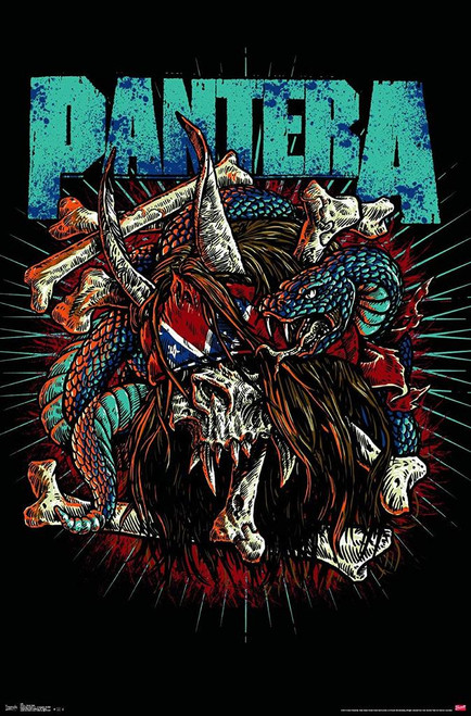 Pantera Groove Metal Rocker Skull Rattlesnake Snake Eyes Crossbones ...