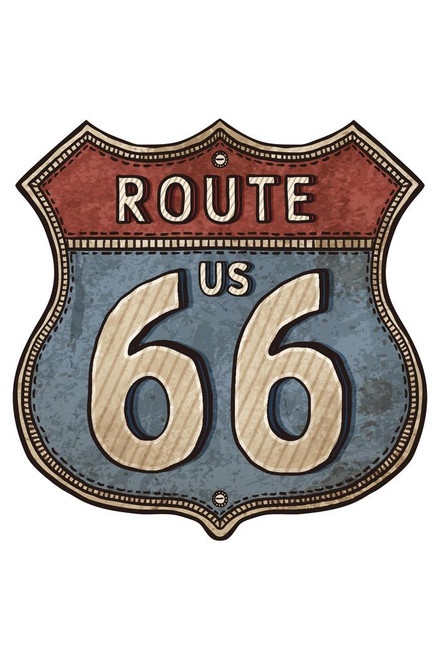 Affiche Décorative 50x50 Cm - Route 66 USA Vintage - Art Mural Voyage & Automobile