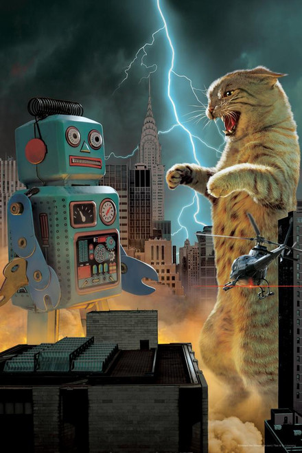 Catzilla Vs Robot Animal Battle in New York City by Vincent Hie Fantasy