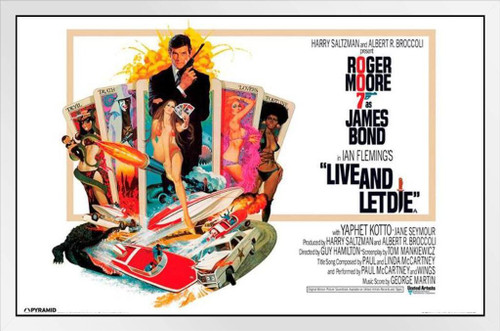 James Bond Live And Let Die White Wood Framed Poster 14x20
