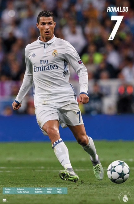 Real Madrid Cristiano Ronaldo Soccer Sports Poster 22x34