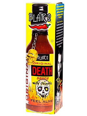 Blair's Original Death Sauce Hot Sauce with Chipotle and Skull Keychain, 5oz.