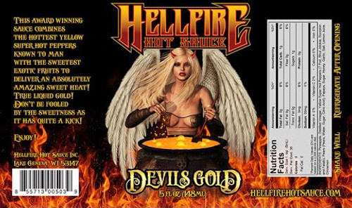 Hellfire Devil's Gold Hot Sauce, 5oz.