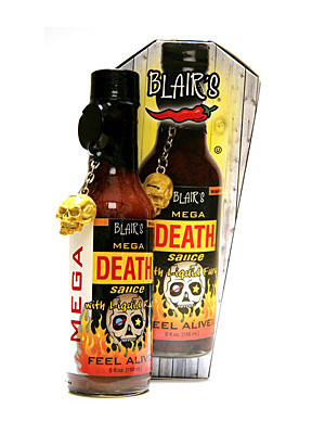 Blair's Mega Death Sauce Liquid Fury with Skull Keychain, 5oz.