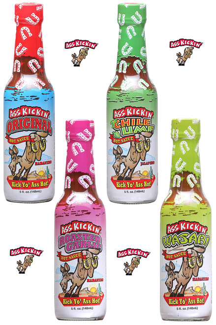 Ass Kickin Hot Sauces Variety 4 Pack, 4/5oz. Ass Kickin Hot Sauces Variety 4 Pack, 4/5oz.