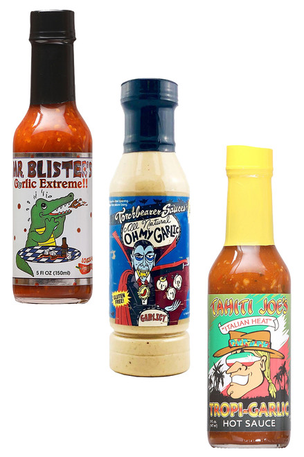 Garlic Lovers Milder Variety Gift Set, 2/5oz, 1/12oz. Garlic Lovers Milder Variety Gift Set, 2/5oz, 1/12oz.