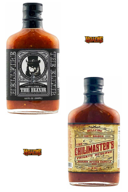 Hellfire Chilimasters And The Elixir Gift Set, 2/6.8oz. Hellfire Chilimasters And The Elixir Gift Set, 2/6.8oz.