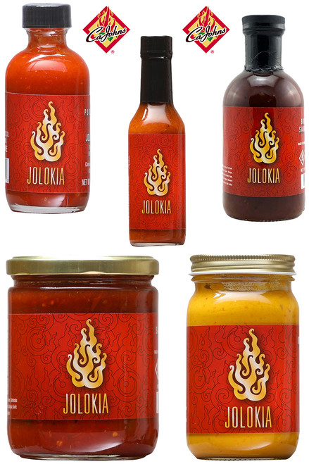 Jolokia 10 Hot Sauces Variety Gift Set, 2oz, 5oz, 9oz, 12oz, 16oz. Jolokia 10 Hot Sauces Variety Gift Set, 2oz, 5oz, 9oz, 12oz, 16oz.