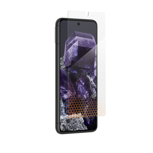 Glass XTR3 screen protector installed on a Google Pixel 8 Pro, showcasing seamless, edge-to-edge coverage with crystal-clear clarity and vibrant display quality.